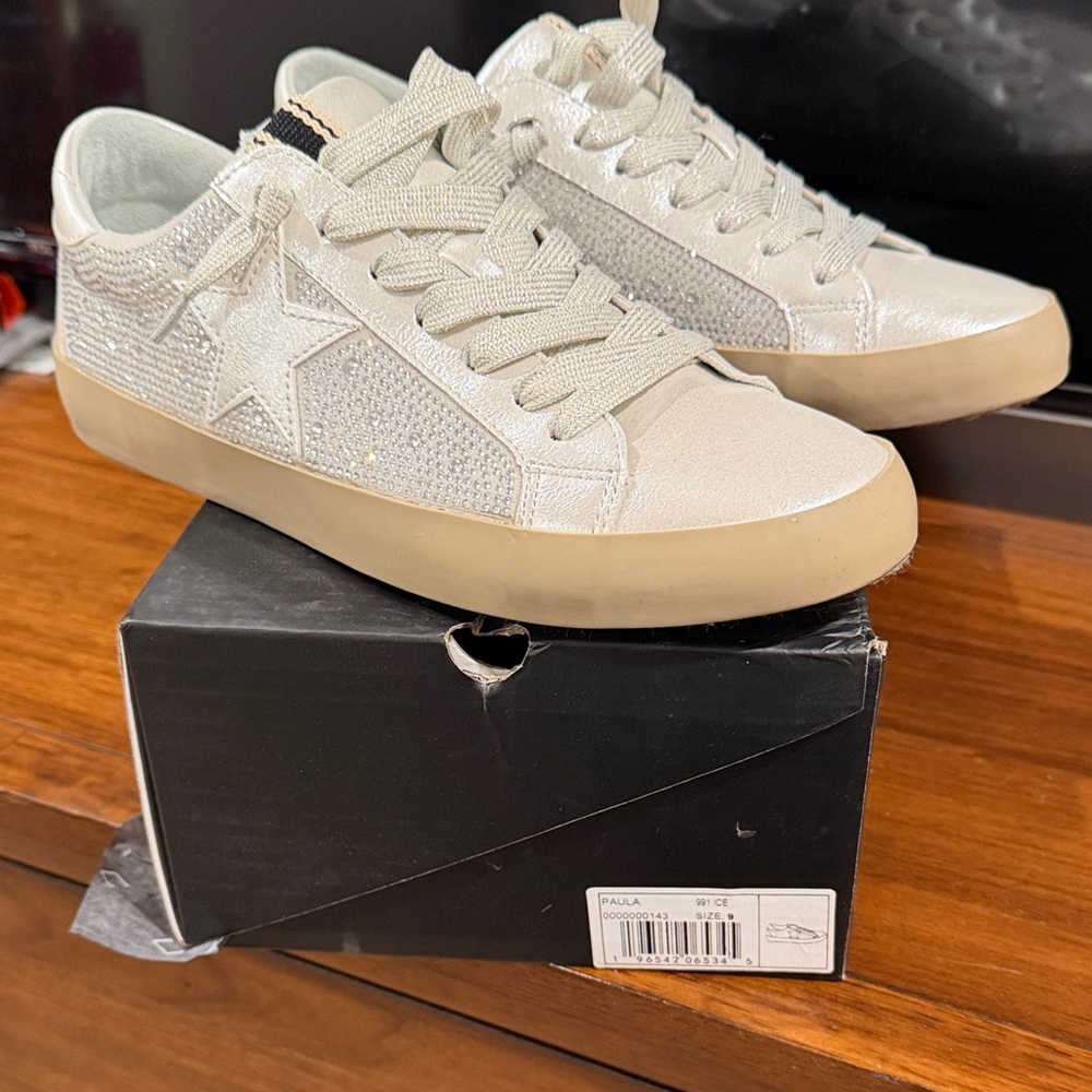 ShuShop Silver and Cream Women's Sneakers size 9